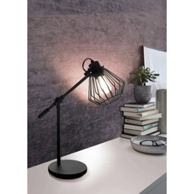 EGLO Tabillano 1 Black Metal Adjustable Table Lamp, (D) 18cm