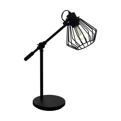 EGLO Tabillano 1 Black Metal Adjustable Table Lamp, (D) 18cm