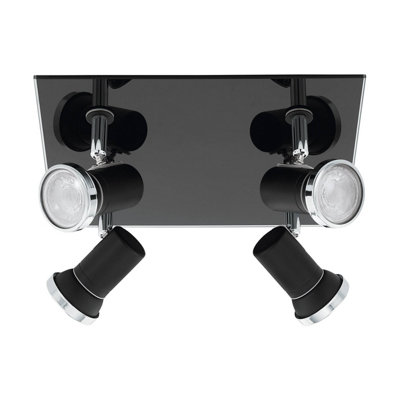 EGLO Tamara 1 Black Metal 4 Light Wired Ceiling Spot Light, (D) 26cm