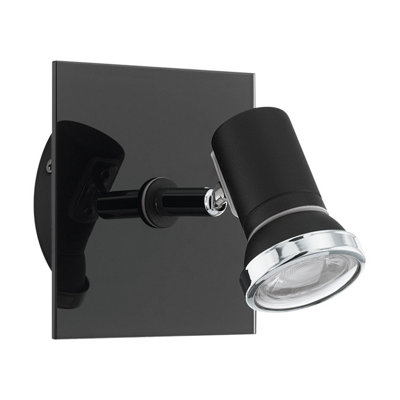 EGLO Tamara 1 Black Metal Wired Wall/Ceiling Spot Light - 1 Light (D) 12cm