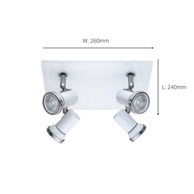 EGLO Tamara 1 White Metal 4 Light Wired Ceiling Spot Light, (D) 26cm
