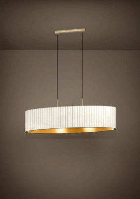 EGLO Tamaresco Pendant Light - Large Oval-Shaped Brushed Brass and White Velvet WBS