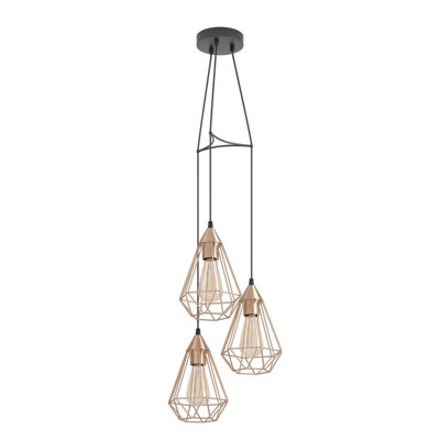 EGLO Tarbes 3 light Copper Cluster Pendant Light (21)