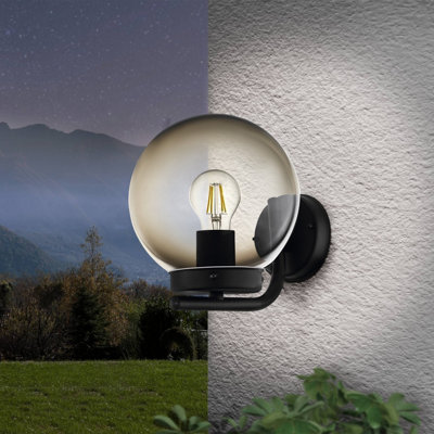EGLO Taverna Black Transparent Globe Outdoor Wall Light