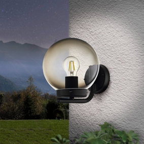 EGLO Taverna Black Transparent Globe Outdoor Wall Light