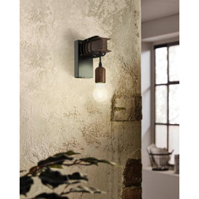 EGLO Townshend 4 Antique Brown Steel Industrial Wall Lamp