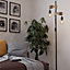 EGLO Townshend 5 Black Metal & Natural Wood 2-Light Floor Lamp - Industrial Style (D) 25cm