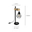 EGLO Townshend 5 Black/Natural Metal & Wood Table Lamp - Industrial Style (D) 15.5cm
