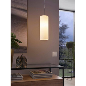 EGLO Troy 3 Satin Nickel & White Glass 1-Light Ceiling Pendant - Modern Style (D) 10.5cm