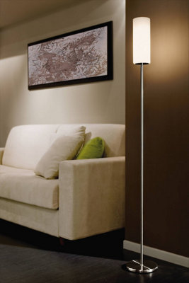 EGLO Troy 3 White And Satin Nickel Glass And Metal Floor Lamp, (D) 10.5cm