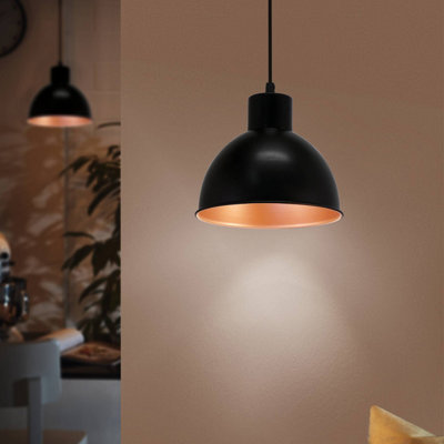 EGLO Truro 1 Black/Copper Domed Pendant Light