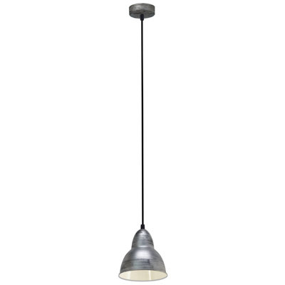 EGLO Truro Single Pendant Light - Metal Antique Silver Dome WBS