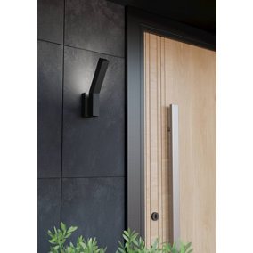 EGLO Ugento Black Steel LED Minimalist Outdoor Wall Light