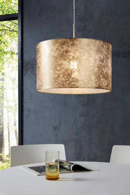 EGLO Viserbella Gold And Cream Fabric Flush Ceiling Pendant, (D) 38cm