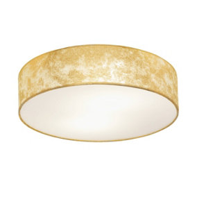 EGLO Viserbella Gold And Cream Fabric Flush Fitted Pendant, (D) 38cm