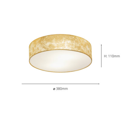 EGLO Viserbella Gold And Cream Fabric Flush Fitted Pendant, (D) 38cm