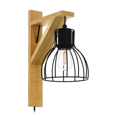 EGLO Wall Light Black/Wood RAMPSIDE 1 (21) | DIY at B&Q