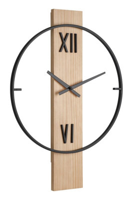 EGLO Yamatsuri Black Steel/Wood Skeleton Wall Clock | DIY at B&Q
