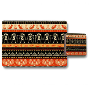 Egyptian Heiroglyphs in Orange & Black (Placemat & Coaster Set) / Default Title