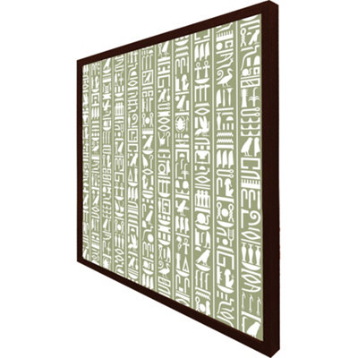 Egyptian hieroglyphic decorative background (Picutre Frame) / 30x30" / Grey
