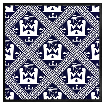 Egyptian hieroglyphs in navy (Picutre Frame) / 30x30" / White