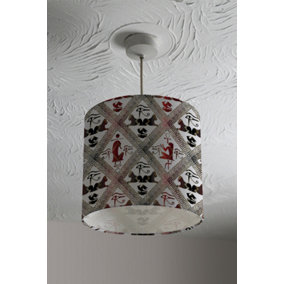 Egyptian Hieroglyphs in Red & Black (Ceiling & Lamp Shade) / 45cm x 26cm / Ceiling Shade