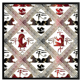 Egyptian hieroglyphs in red & black (Picutre Frame) / 12x12" / White