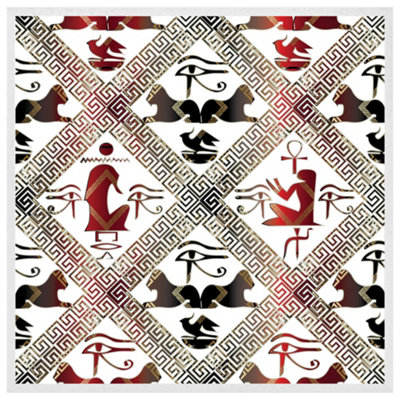 Egyptian hieroglyphs in red & black (Picutre Frame) / 30x30" / Oak