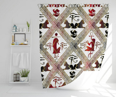Egyptian Hieroglyphs in Red & Black (Shower Curtain) / Default Title