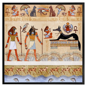Egyptian mythelogical drawings (Picutre Frame) / 30x30" / Oak