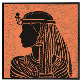 Egyptian women on orange (Picutre Frame) / 16x16" / Oak