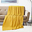 EHC Chunky & Soft Extra Large Cotton Waffle Throw, King Size, 225 x 250 cm - Yellow