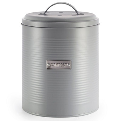 Ehc Compost Bin with Lid for Kitchen, Food Composter Container Can, 3.6L, Dia17.5x H20cm,Grey