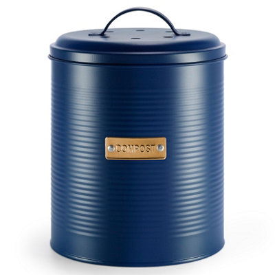 Ehc Compost Bin with Lid for Kitchen, Food Composter Container Can, 3.6L, Dia17.5x H20cm,Navy Blue