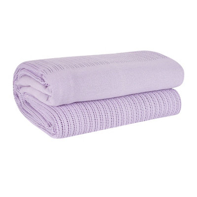 EHC Cotton Soft Hand Woven Reversible Lightweight Adult Cellular Blanket Double 230 x 230 cm Lavender DIY at B Q