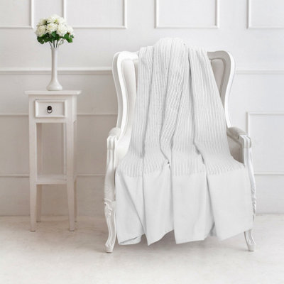 EHC Cotton Soft Hand Woven Reversible Lightweight Adult Cellular Blanket, Double 230cm x 230cm, White
