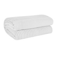 EHC Cotton Soft Hand Woven Reversible Lightweight Adult Cellular Blanket, King Size 230 cm x 250 cm, White