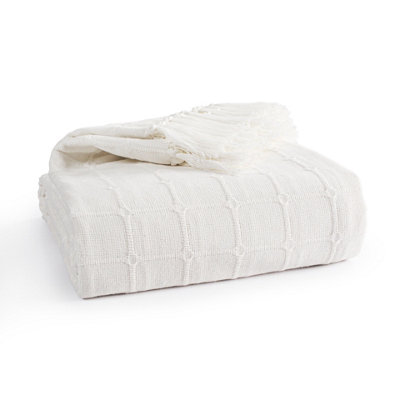 EHC Cotton Woven Batten Throw, 254 x 380 cm - Ivory