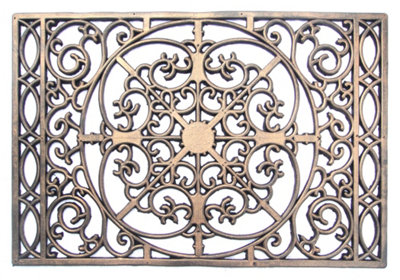 Ehc Decorative Wrought Iron Effect Rubber Grill Door Mat, 40 x 60 cm - Bronze Finish