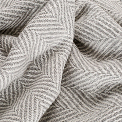 EHC Herringbone Lightweight Soft Warm Wool  Feel Acrylic Throw Blanket  - Pearl Blue - 4