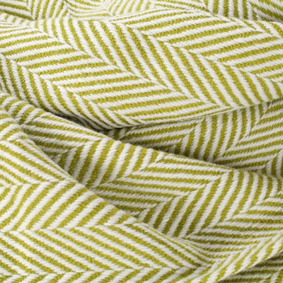 EHC Herringbone Lightweight Soft Warm Wool  Feel Acrylic Throws for Sofa Blanket  - Lime Green - 4