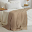 EHC Luxuriously Soft Chunky Waffle Cotton Throws Large Sofa Bed, Sofa, Couch Blanket Bedspread, Double, 150 x 200 cm - Beige