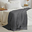 EHC Luxuriously Soft Chunky Waffle Cotton Throws Large Sofa Bed, Sofa, Couch Blanket Bedspread, Double, 150 x 200 cm - Grey