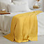 EHC Luxuriously Soft Chunky Waffle Cotton Throws Large Sofa Bed, Sofa, Couch Blanket Bedspread, Double, 150 x 200 cm  - Yellow
