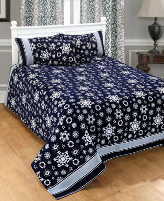 EHC Luxury Festive Snowflakes Large Sofa Bedspread Throw, 180 x 254 cm