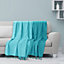 EHC Luxury Pack of 2 Chevron Cotton Single Sofa Throw Blanket, 125 x 150 cm - Aqua