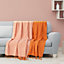 EHC Luxury Pack of 2 Chevron Cotton Single Sofa Throw Blanket, 125x 150cms - Orange