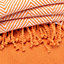 EHC Luxury Pack of 2 Chevron Cotton Single Sofa Throw Blanket, 125x 150cms - Orange