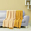 EHC Luxury Pack of 2 Chevron Cotton Single Sofa Throw Blanket, 125x 150cms - Yellow
