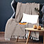EHC Luxury Reversible Super Soft Cotton Diamond Large Throw For Sofa, Double Bed , Armchair - Beige, 150 x 200 cm